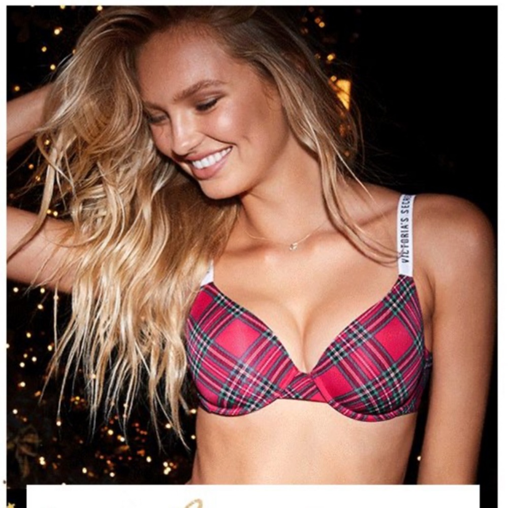 2pc set Victoria’s secret bra& panty plaid pattern holiday bra panty set 34B M - Picture 12 of 16